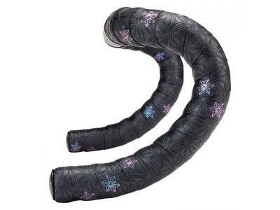 Supacaz Super Sticky Kush Galaxy  Oil Slick Print with Anodized Black Plugs  click to zoom image