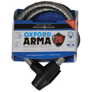 Oxford Arma20 Armoured Cable Lock 0.9m - Clear 